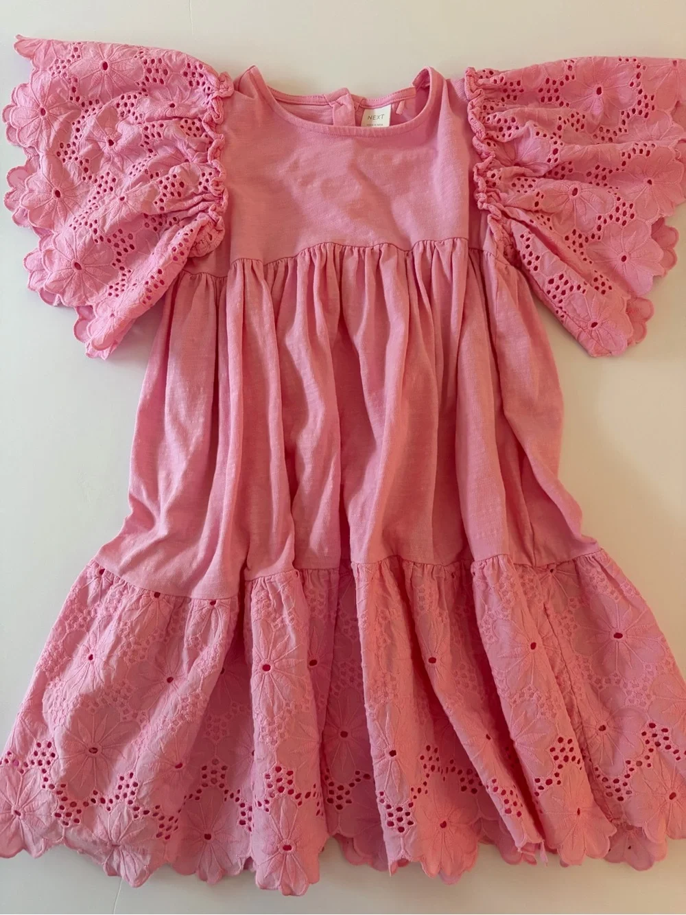 next Pink Eyelet Flutter-Sleeve Dress